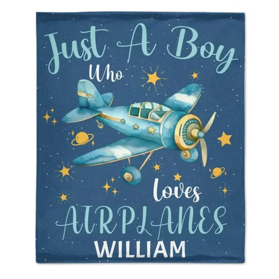 Just A Boy Who Loves AirPlanes - Personalized Blanket Gifts for Boys - Joliny