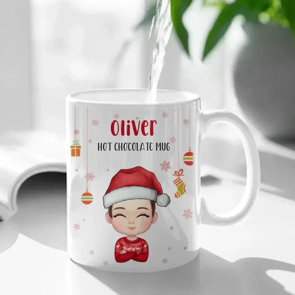 Kid Personalized Custom Hot Chocolate Mug, Cup - Christmas Gift For Kids - Joliny