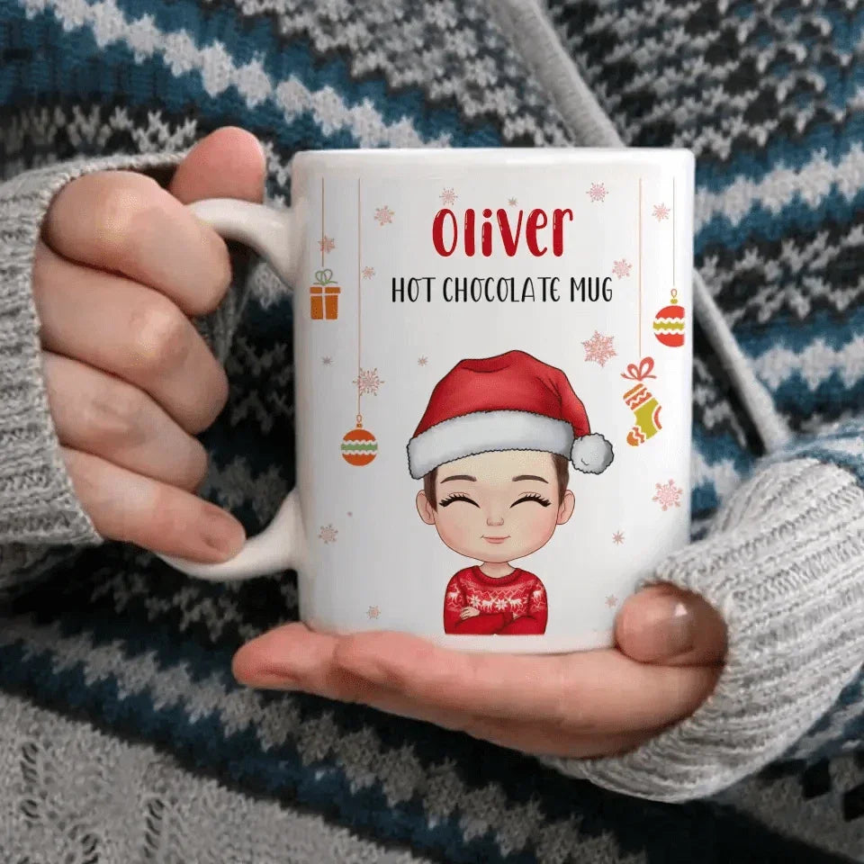 Kid Personalized Custom Hot Chocolate Mug, Cup - Christmas Gift For Kids - Joliny