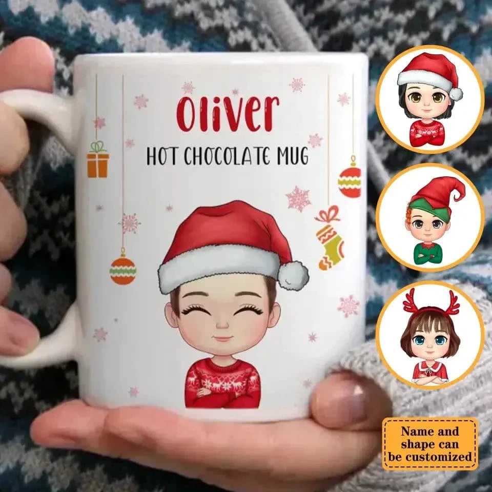 Kid Personalized Custom Hot Chocolate Mug, Cup - Christmas Gift For Kids - Joliny
