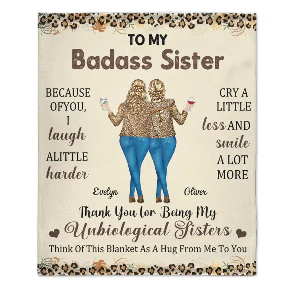 Leopard Print Custom Blanket - Personalized 2-4 Cartoon Characters Soft Throw Blanket with Name - Lovely Gift For Sister, Best Friend, Colleague - Joliny