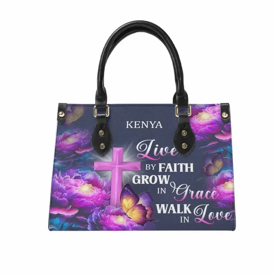 Live By Faith - Personalized Leather Bag - Joliny