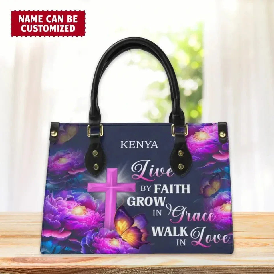 Live By Faith - Personalized Leather Bag - Joliny