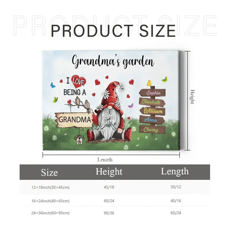 Love Being A Grandma - Family Personalized Custom Horizontal Canvas - Joliny