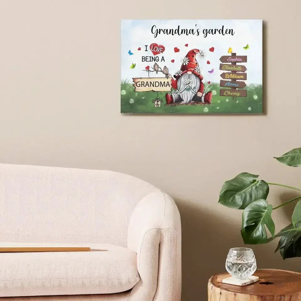 Love Being A Grandma - Family Personalized Custom Horizontal Canvas - Joliny