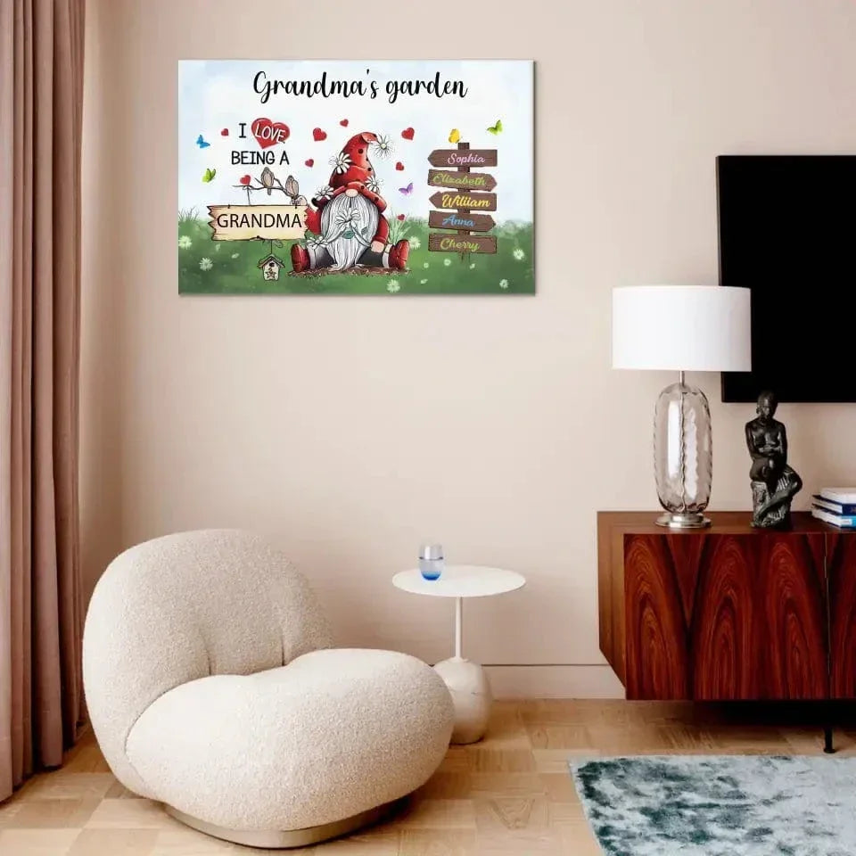 Love Being A Grandma - Family Personalized Custom Horizontal Canvas - Joliny