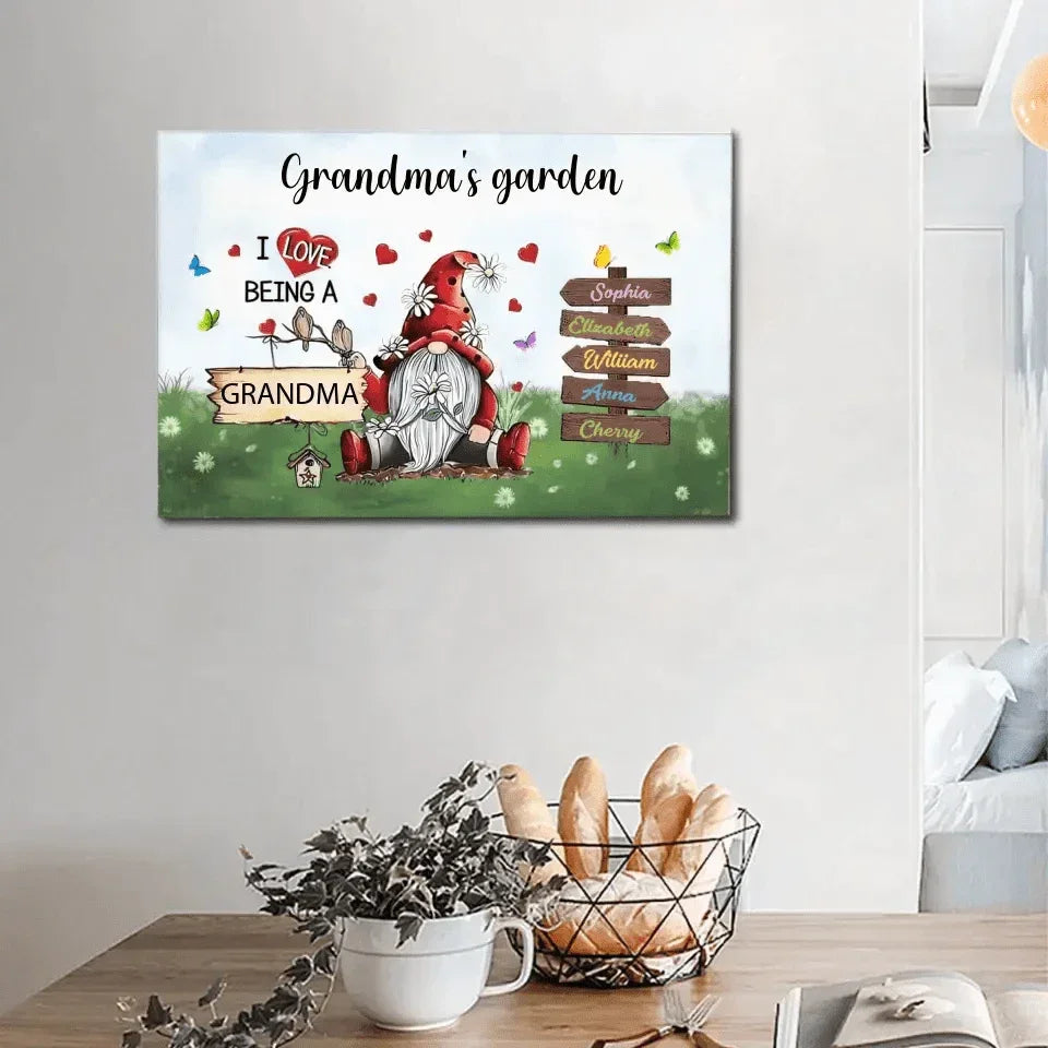 Love Being A Grandma - Family Personalized Custom Horizontal Canvas - Joliny