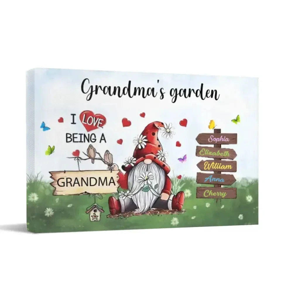 Love Being A Grandma - Family Personalized Custom Horizontal Canvas - Joliny