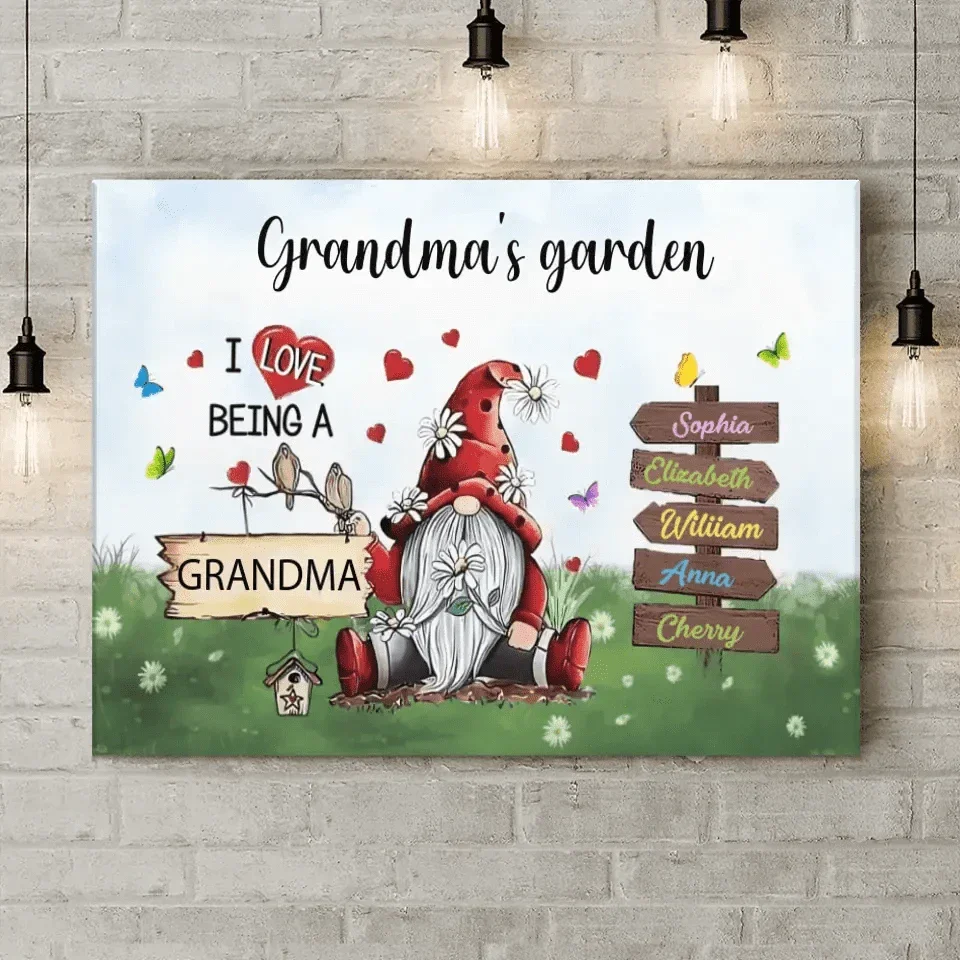Love Being A Grandma - Family Personalized Custom Horizontal Canvas - Joliny