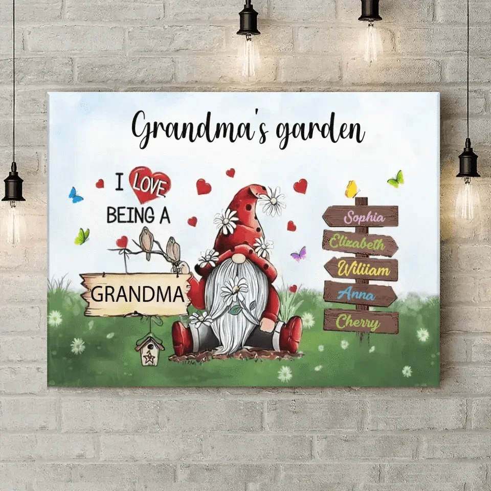 Love Being A Grandma - Family Personalized Custom Horizontal Canvas - Joliny
