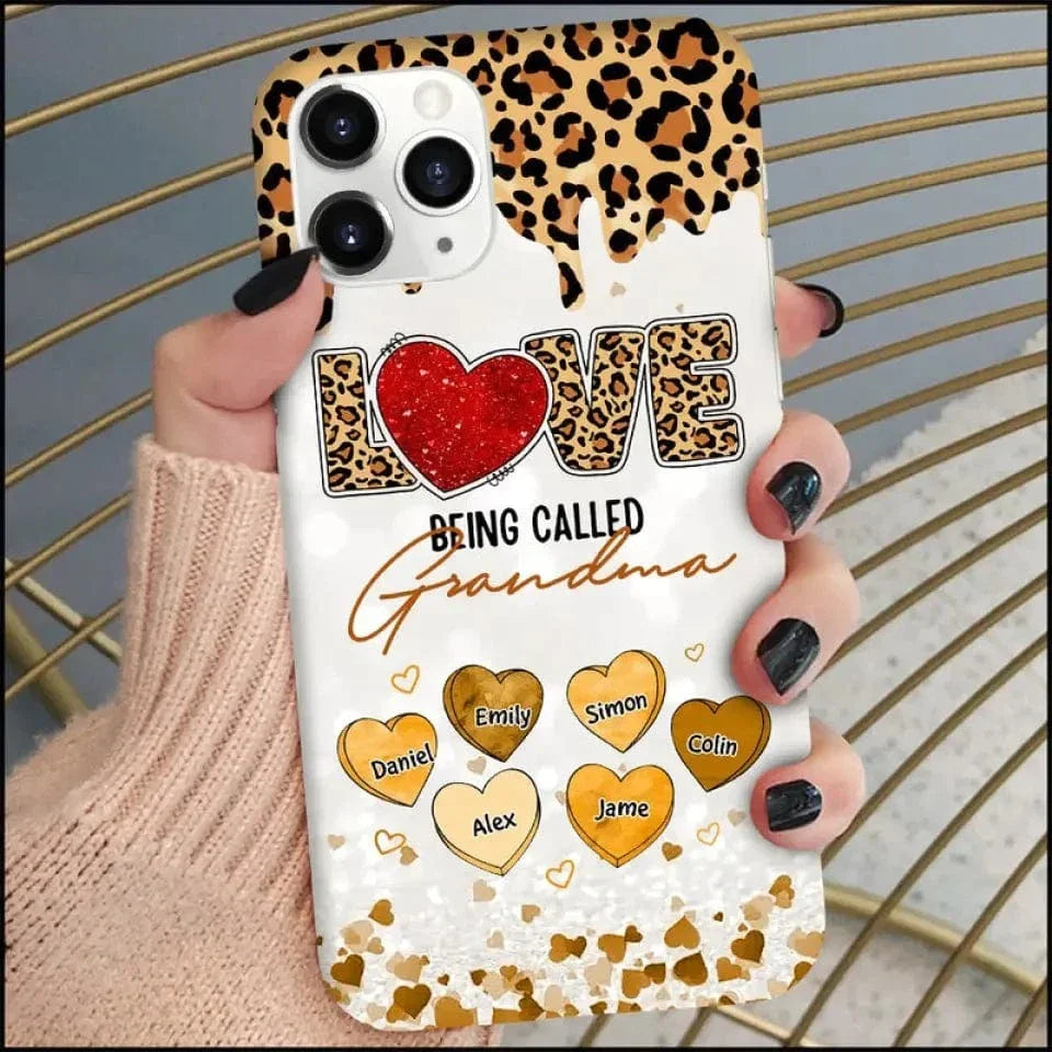 LOVE Being Called Grandma - Leopard Pattern - Personalized Phone Case - Joliny