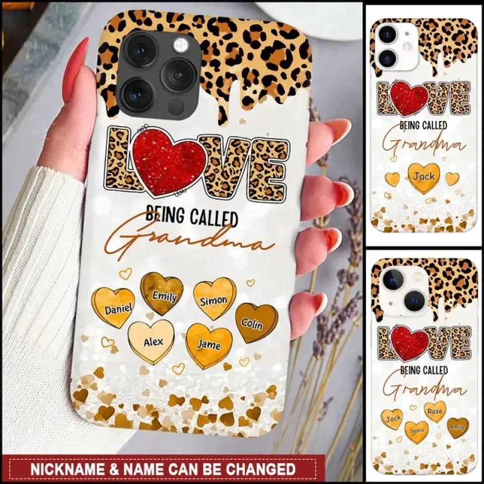 LOVE Being Called Grandma - Leopard Pattern - Personalized Phone Case - Joliny