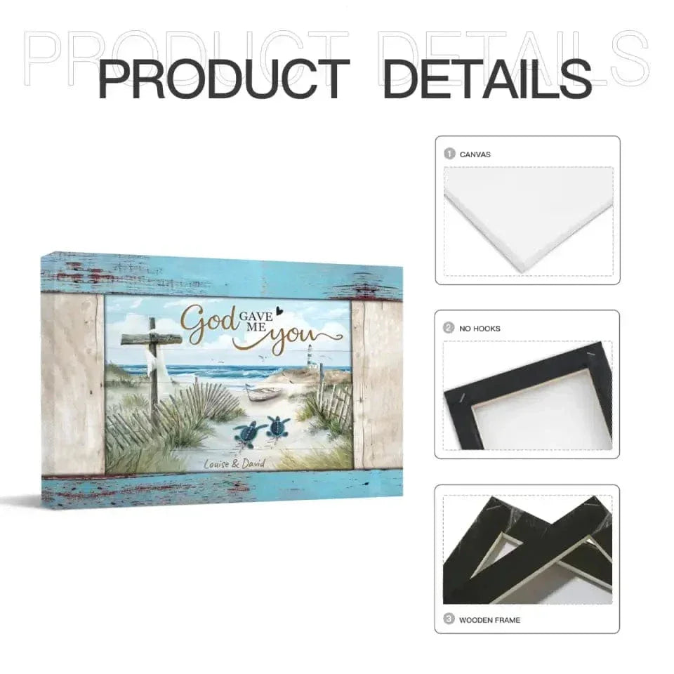 Loving Sea Turtles Couple Gift Personalized Canvas - Joliny