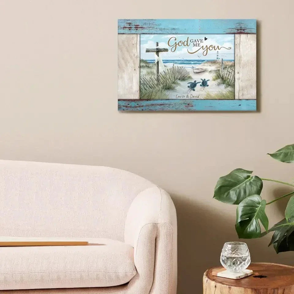 Loving Sea Turtles Couple Gift Personalized Canvas - Joliny