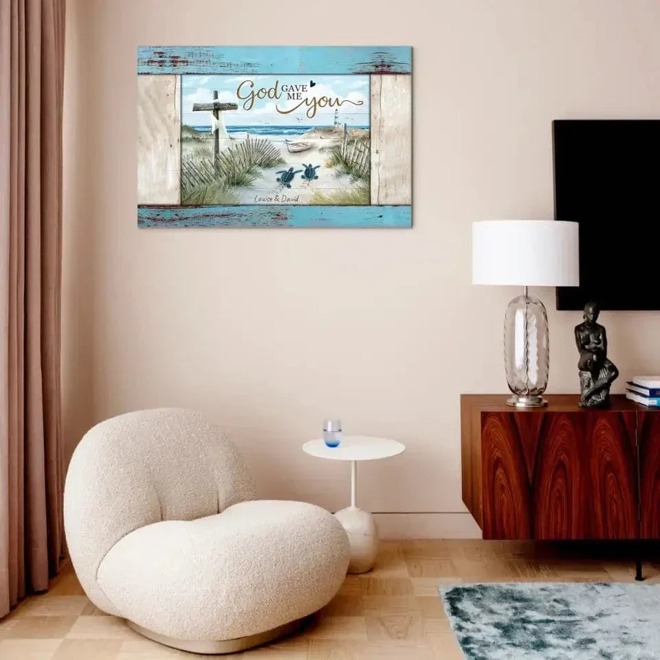 Loving Sea Turtles Couple Gift Personalized Canvas - Joliny