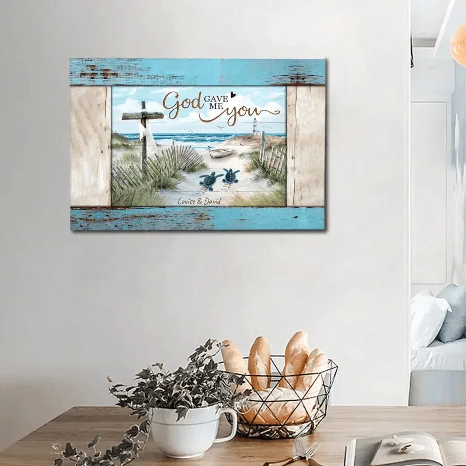 Loving Sea Turtles Couple Gift Personalized Canvas - Joliny