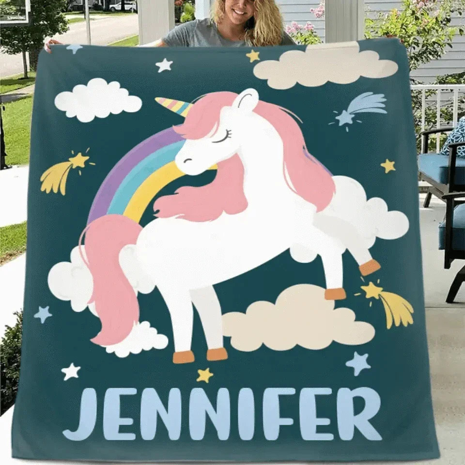 Magical Unicorn – Name Customized Blanket Gift for Kids - Joliny