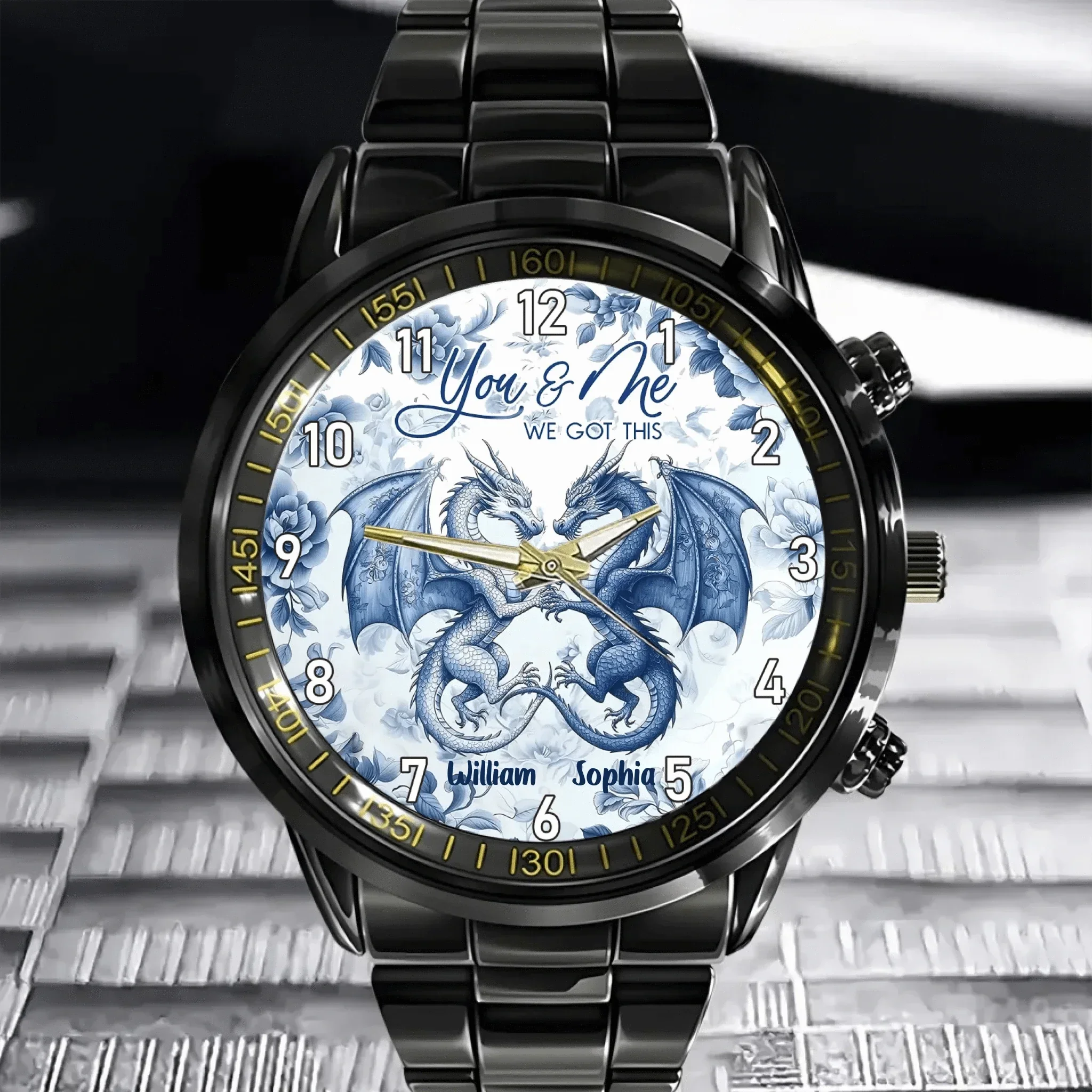 Couple's Exclusive! Customize this dragon - themed watch with names, sealing your “You & Me” journey. - Joliny