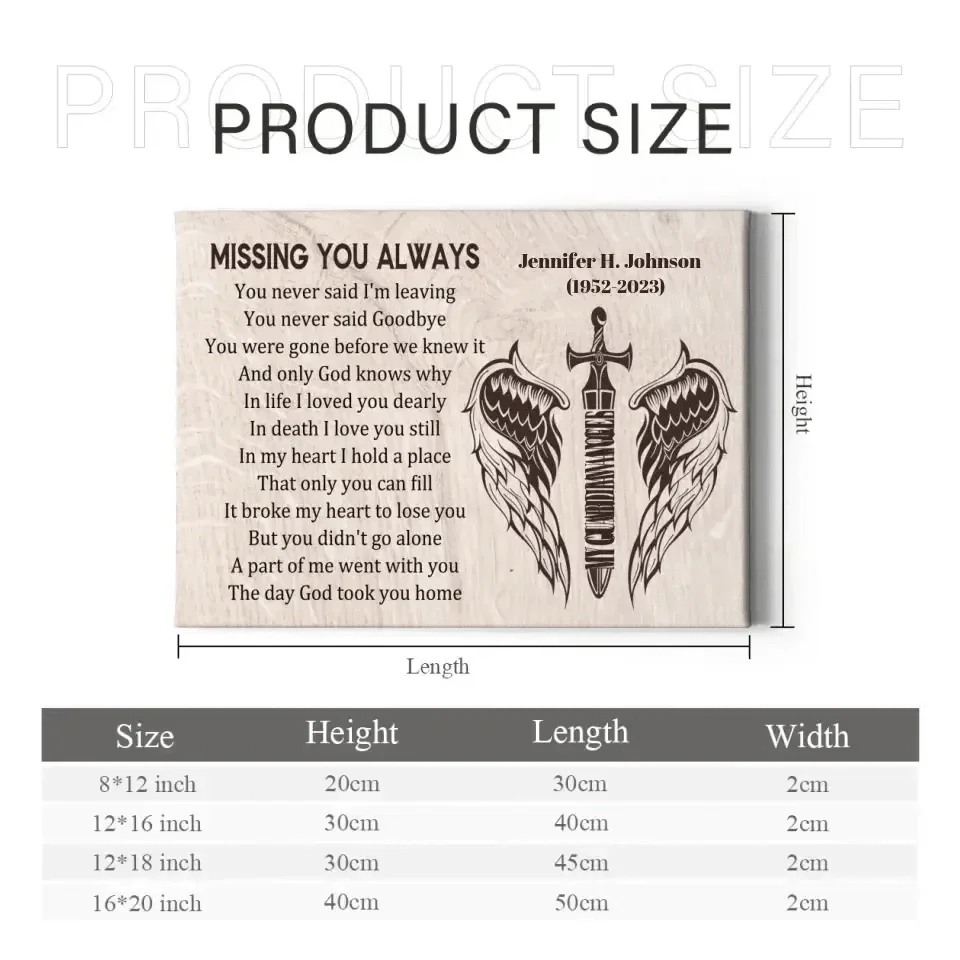 Memorial Canvas Wall Art - Missing You Always - Joliny