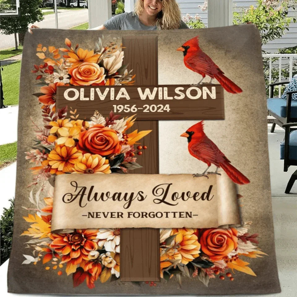 Memorial Gift Customization - Personalized Name And Birth-Death Memorial Soft Blanket - A Gift For Friends,Family - Joliny