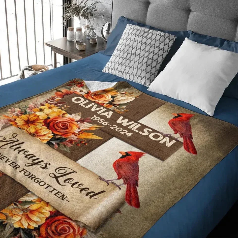 Memorial Gift Customization - Personalized Name And Birth-Death Memorial Soft Blanket - A Gift For Friends,Family - Joliny