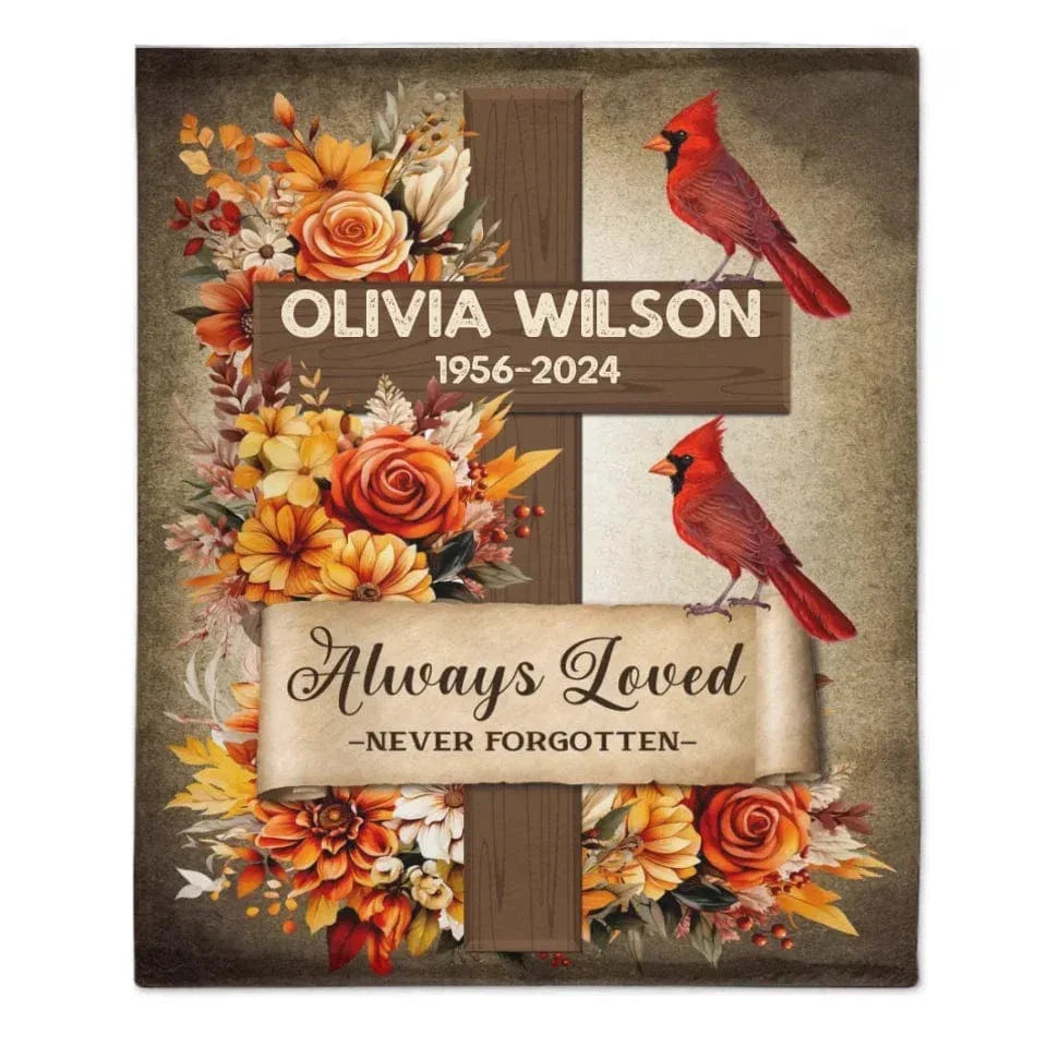 Memorial Gift Customization - Personalized Name And Birth-Death Memorial Soft Blanket - A Gift For Friends,Family - Joliny