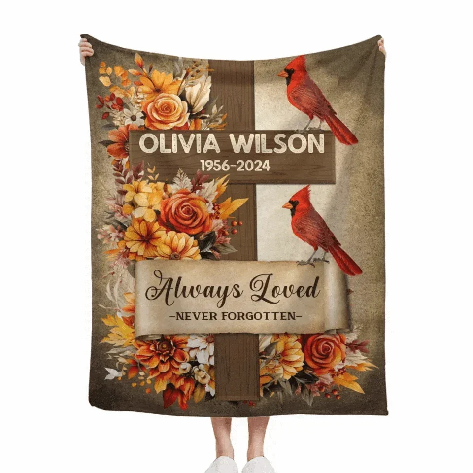 Memorial Gift Customization - Personalized Name And Birth-Death Memorial Soft Blanket - A Gift For Friends,Family - Joliny
