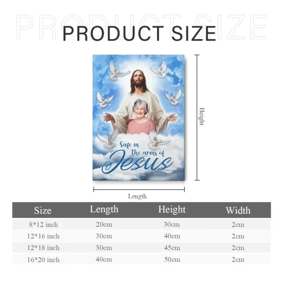 Memorial Gifts Personalized Canvas - Safe In The Arms Of Jesus - Joliny