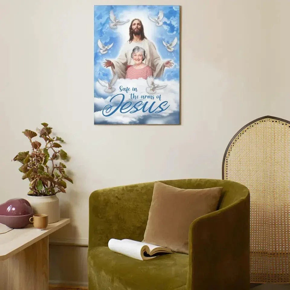 Memorial Gifts Personalized Canvas - Safe In The Arms Of Jesus - Joliny