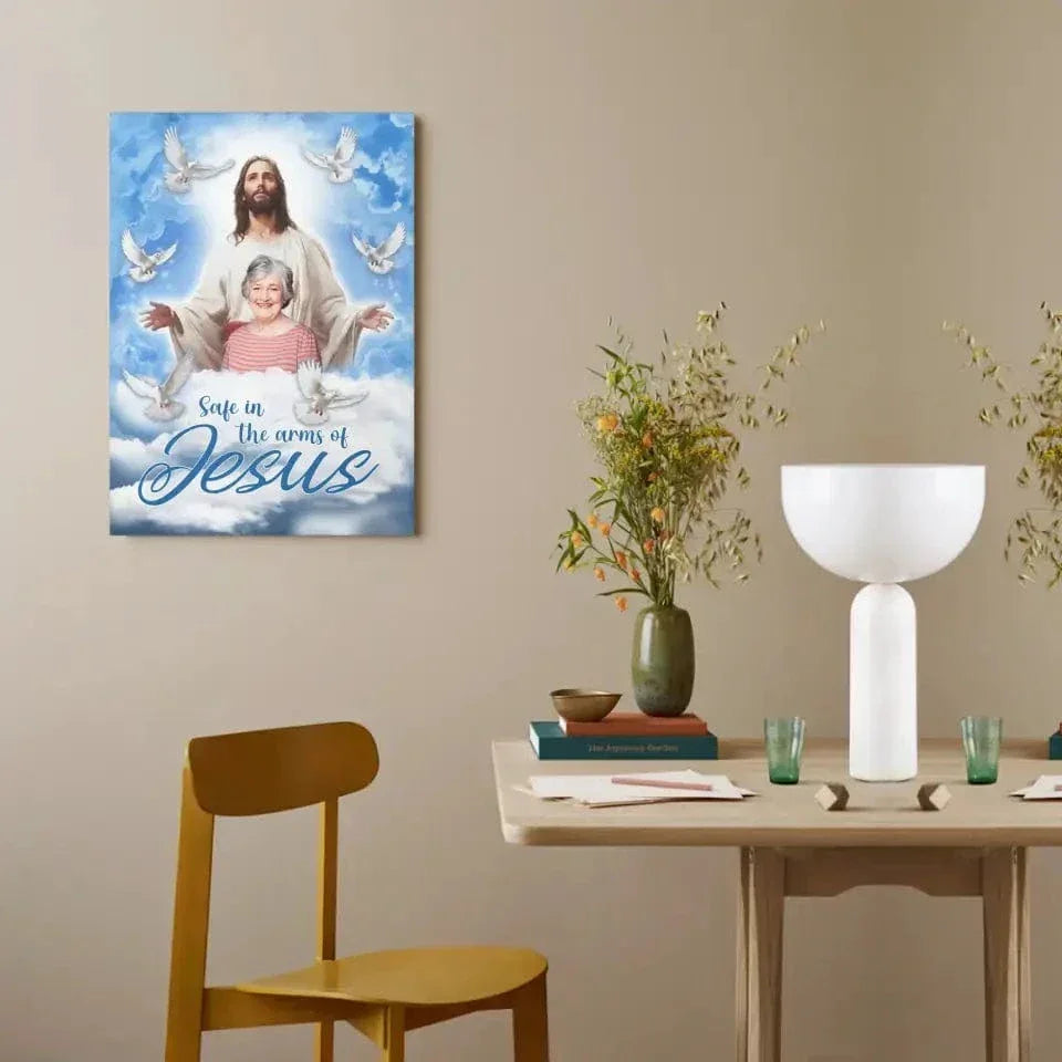 Memorial Gifts Personalized Canvas - Safe In The Arms Of Jesus - Joliny