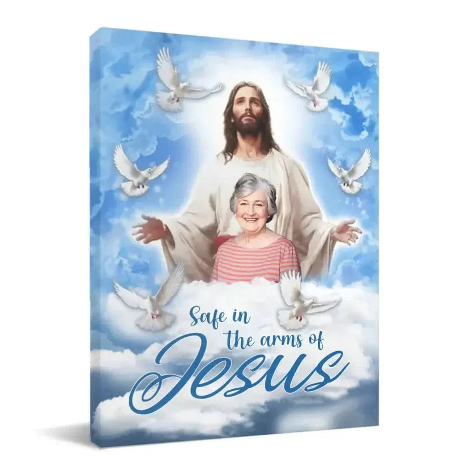 Memorial Gifts Personalized Canvas - Safe In The Arms Of Jesus - Joliny