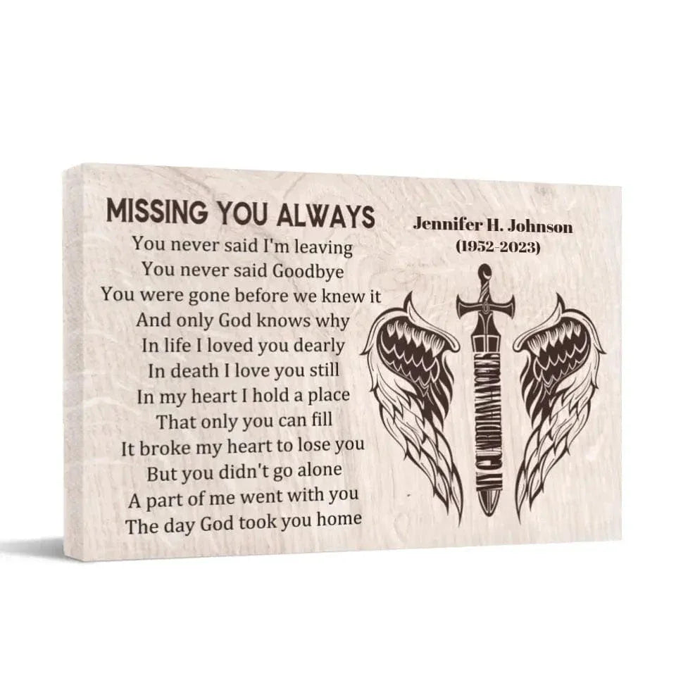 Memorial Canvas Wall Art - Missing You Always - Joliny