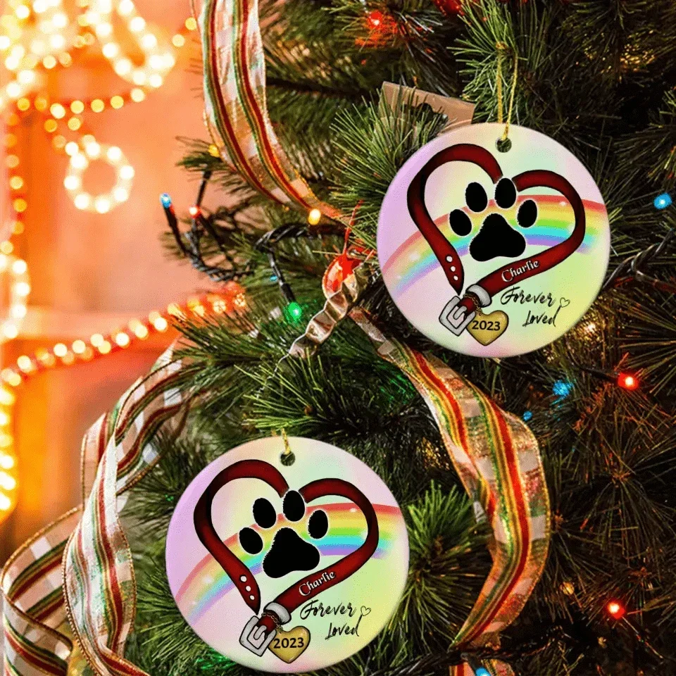 Memorial Personalized Custom Ceramic Ornament - A Piece Of My Heart Is In Heaven -Sympathy Gift For Pet Owners - Joliny