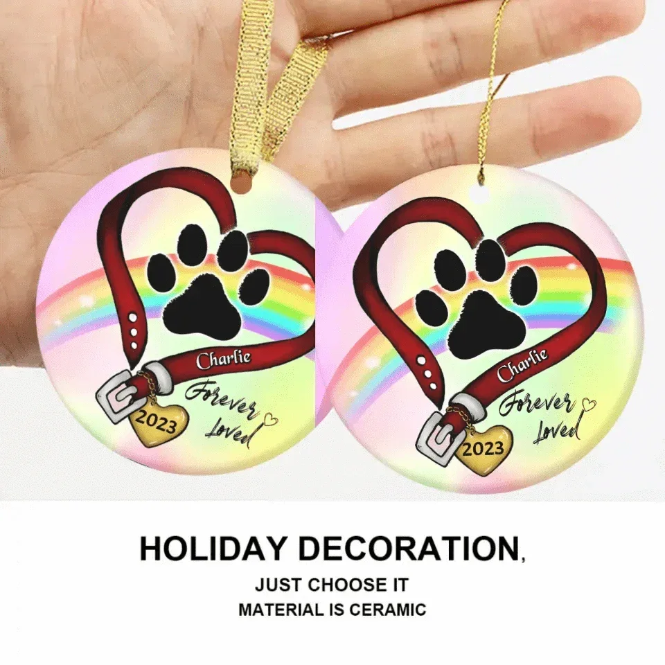 Memorial Personalized Custom Ceramic Ornament - A Piece Of My Heart Is In Heaven -Sympathy Gift For Pet Owners - Joliny