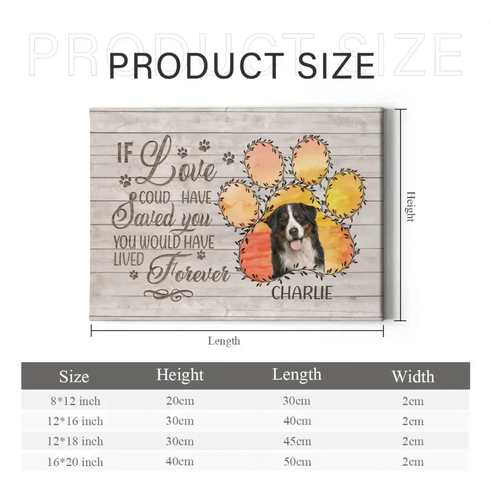 Memorial Personalized Custom Photo Horizontal Canvas - If Love Could Have Saved You You Would Have Lived Forever - Sympathy Gift For Pet Owners - Joliny