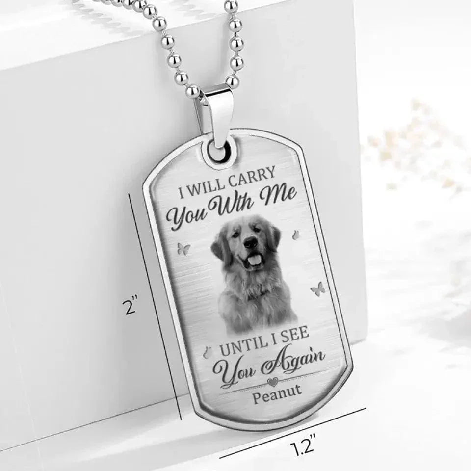 Memorial Personalized Custom Photo Necklace - I Will Carry You With Me Until I See You Again - Joliny
