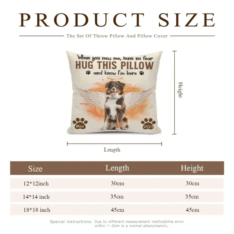 Memorial Personalized Custom Photo Pillow - I'm Here In Your Heart - Sympathy Gift For Pet Owners, Pet Lovers - Joliny