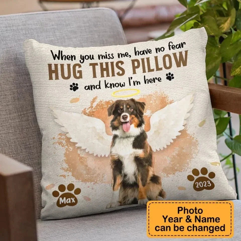 Memorial Personalized Custom Photo Pillow - I'm Here In Your Heart - Sympathy Gift For Pet Owners, Pet Lovers - Joliny
