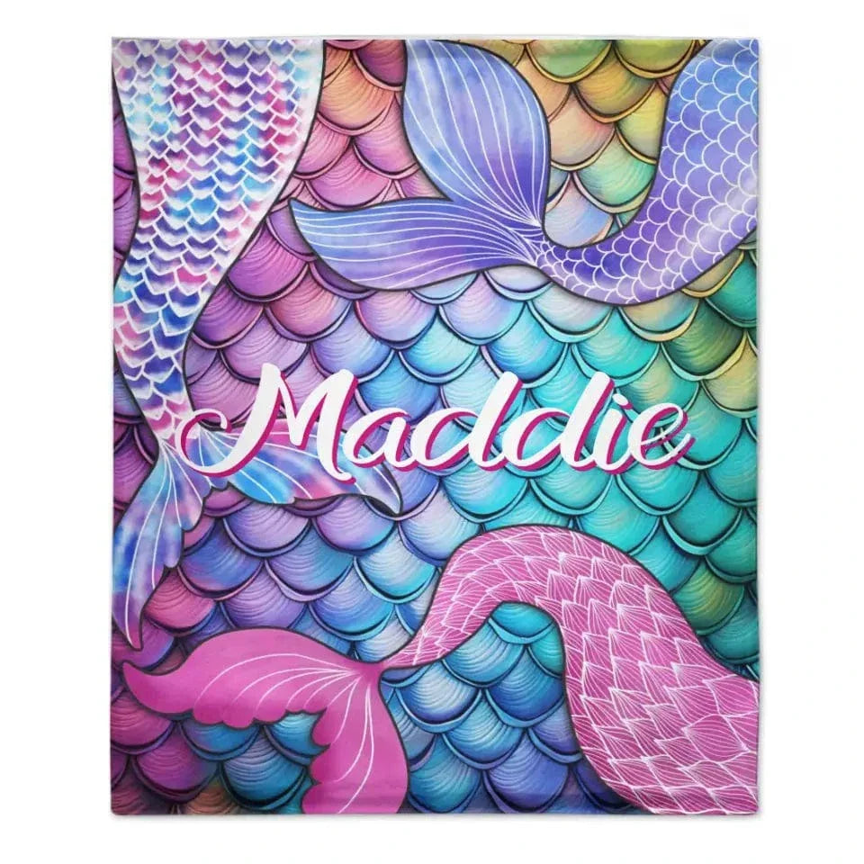 Mermaid Themed Customized Name Blanket Birthday Gift for Toddler - Joliny