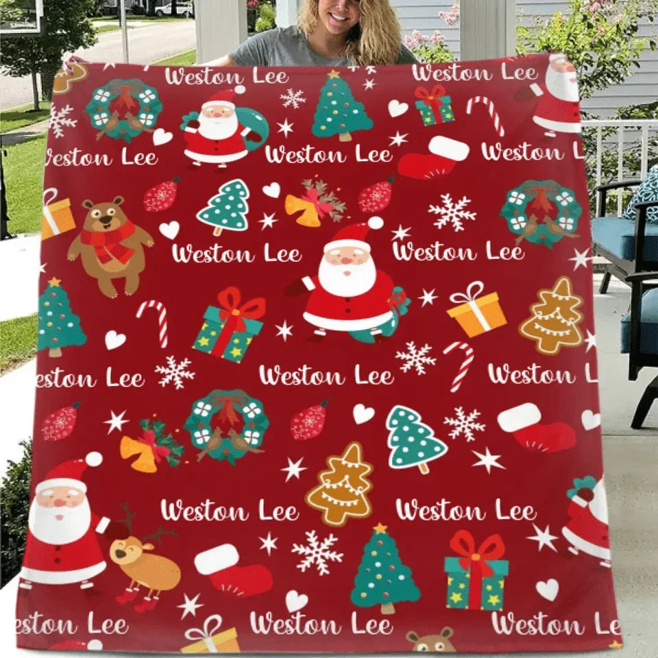 Merry Christmas - Personalized Name Customized Christmas Blanket - Christmas Gifts for the Family - Joliny