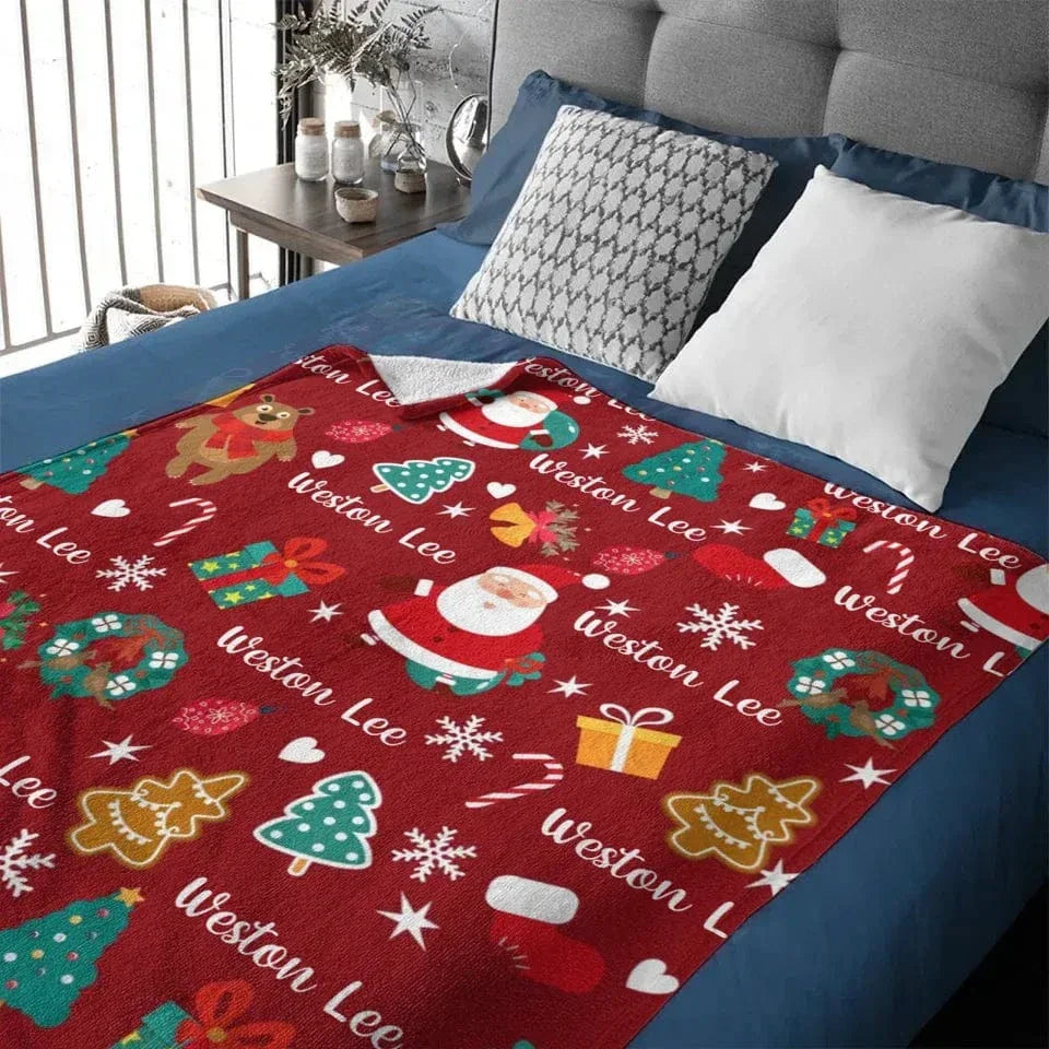 Merry Christmas - Personalized Name Customized Christmas Blanket - Christmas Gifts for the Family - Joliny