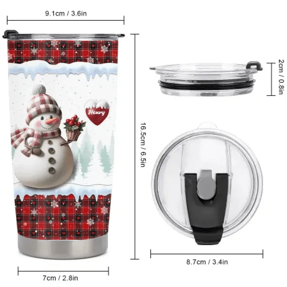 Merry Christmas Snowman Grandma-Personalized Name Customized Glass Cup-Gift for Grandma - Joliny