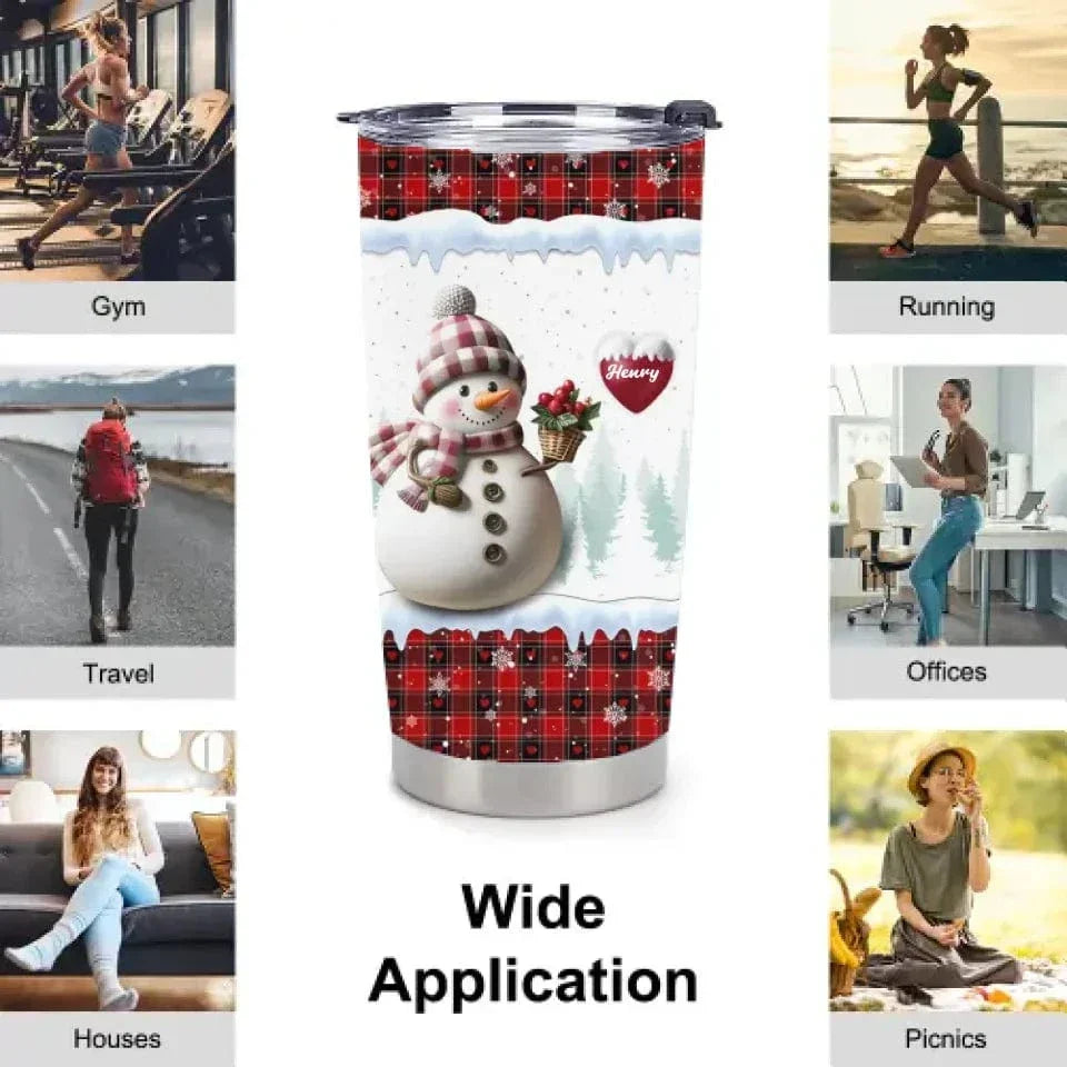 Merry Christmas Snowman Grandma-Personalized Name Customized Glass Cup-Gift for Grandma - Joliny