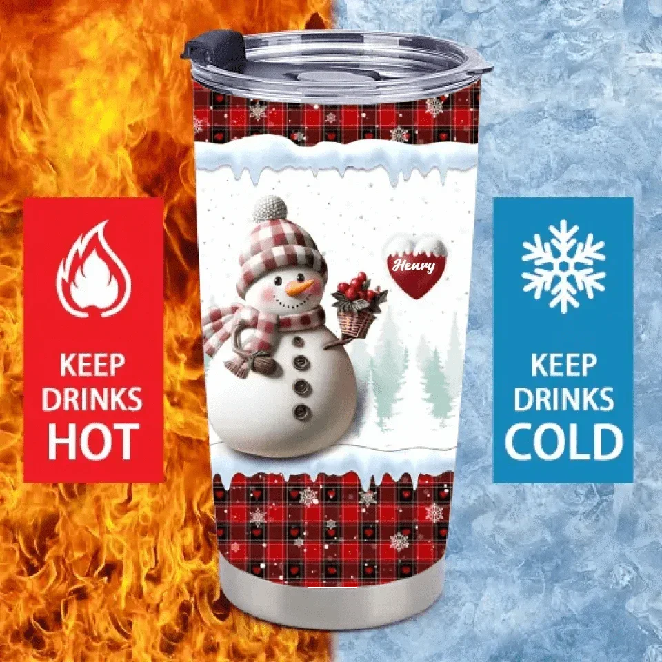 Merry Christmas Snowman Grandma-Personalized Name Customized Glass Cup-Gift for Grandma - Joliny