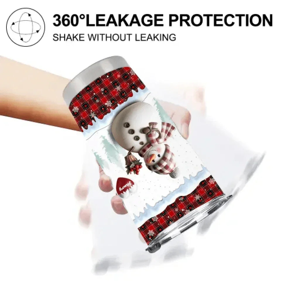 Merry Christmas Snowman Grandma-Personalized Name Customized Glass Cup-Gift for Grandma - Joliny