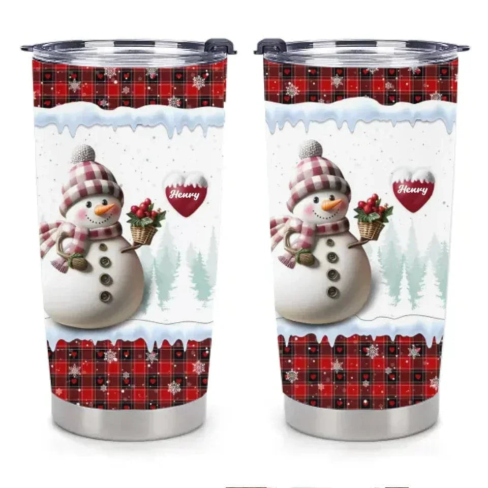 Merry Christmas Snowman Grandma-Personalized Name Customized Glass Cup-Gift for Grandma - Joliny