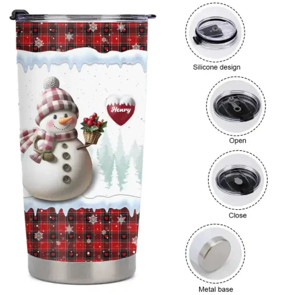 Merry Christmas Snowman Grandma-Personalized Name Customized Glass Cup-Gift for Grandma - Joliny