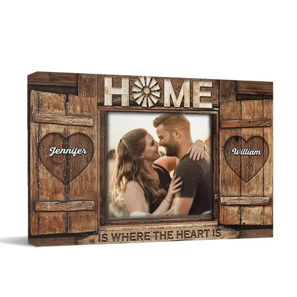 Home is where the heart is - Personalized Custom Pictures of Flag Canvas - Gifts for Couples, Husbands and Wives - Joliny