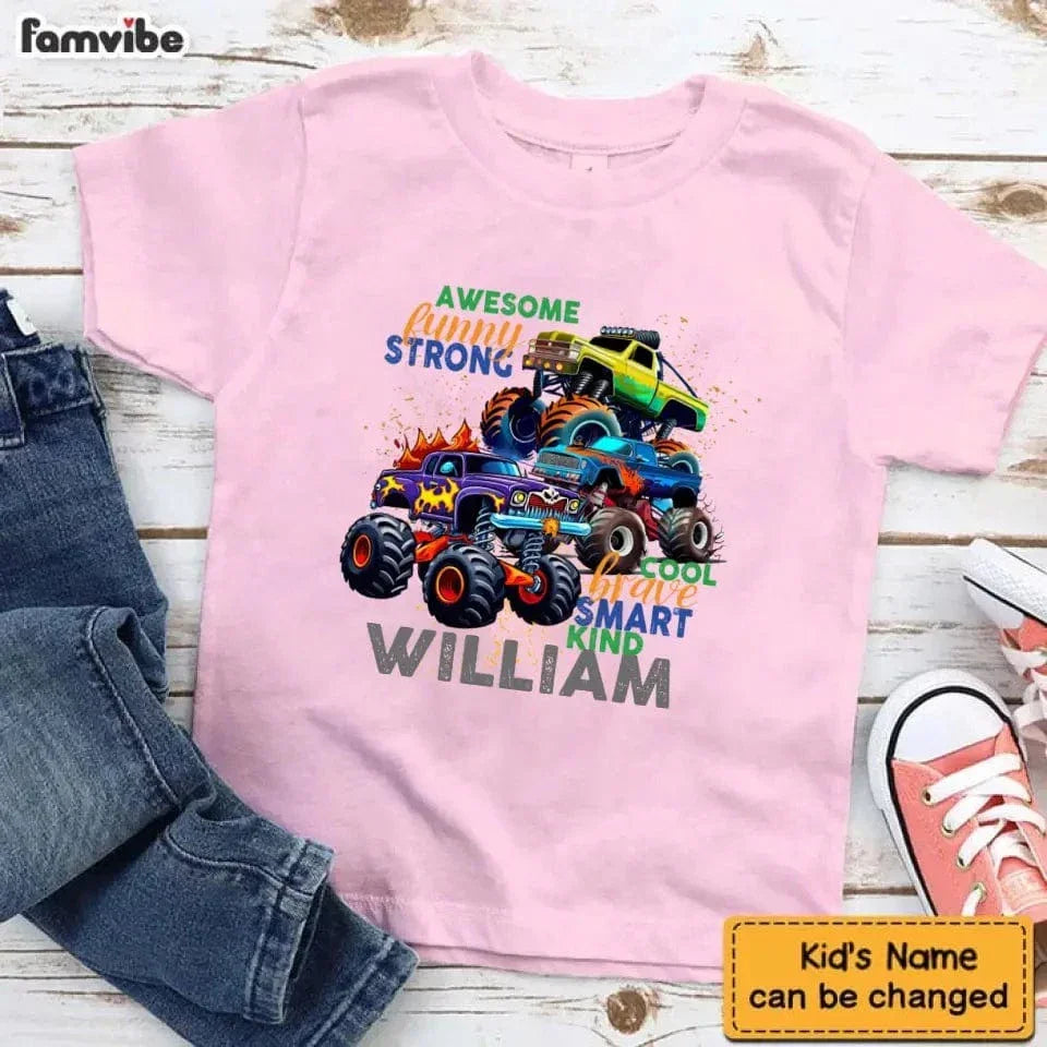 Monster Truck Custom T-shirt Gift for Kids, Personalized Gift for Toddler Boy - Joliny