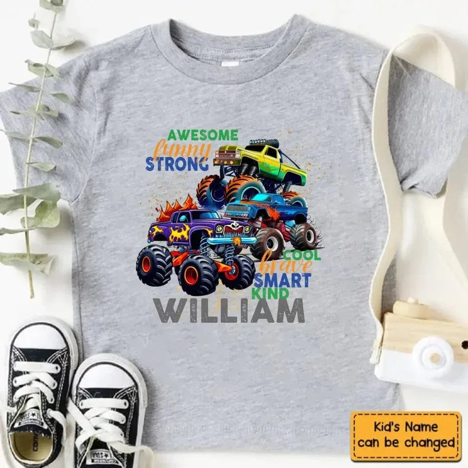 Monster Truck Custom T-shirt Gift for Kids, Personalized Gift for Toddler Boy - Joliny